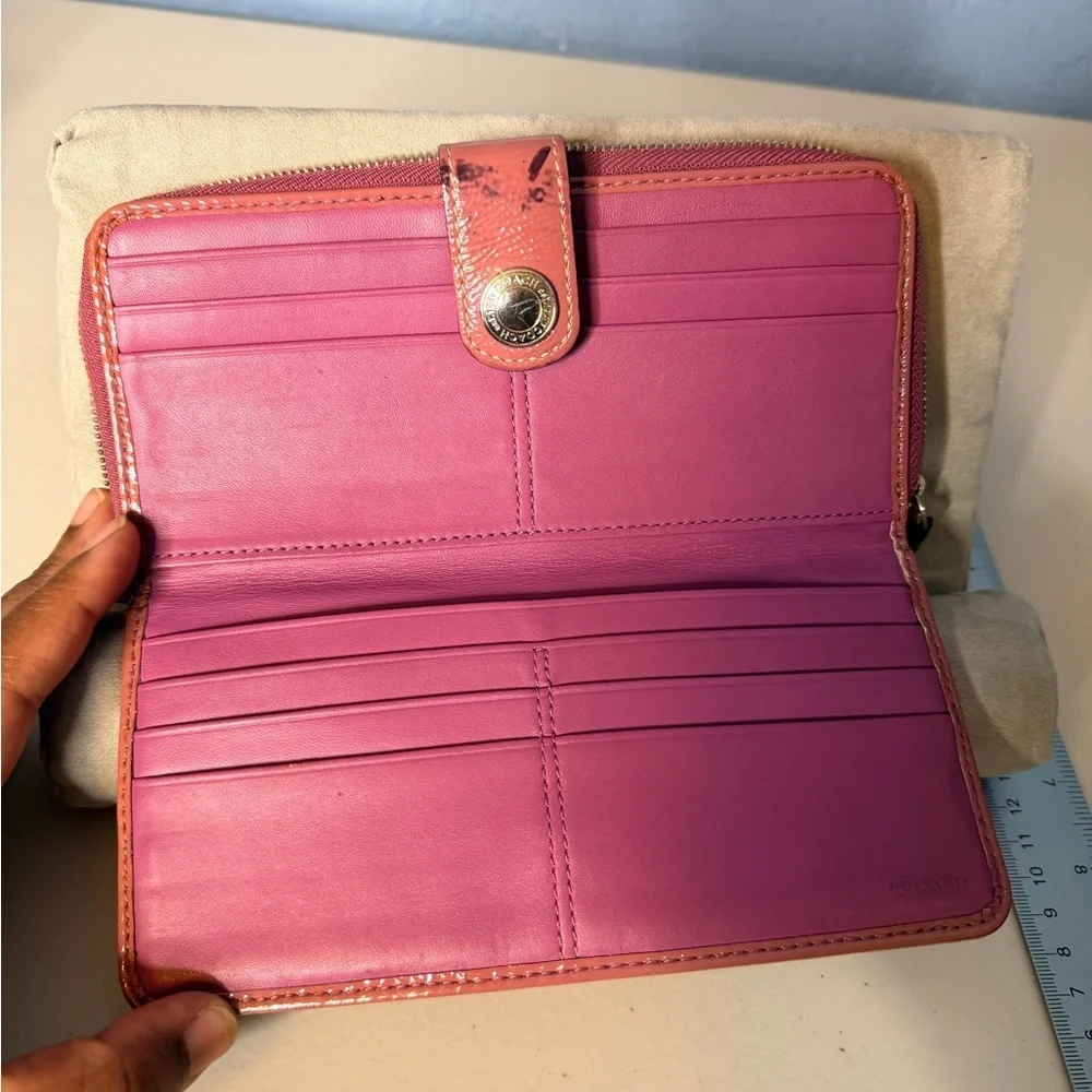 Coach Tan and Pink Signature Wallet